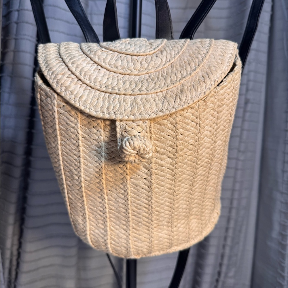 A New Day Cream Woven Backpack with Black Straps - Picture 2 of 13